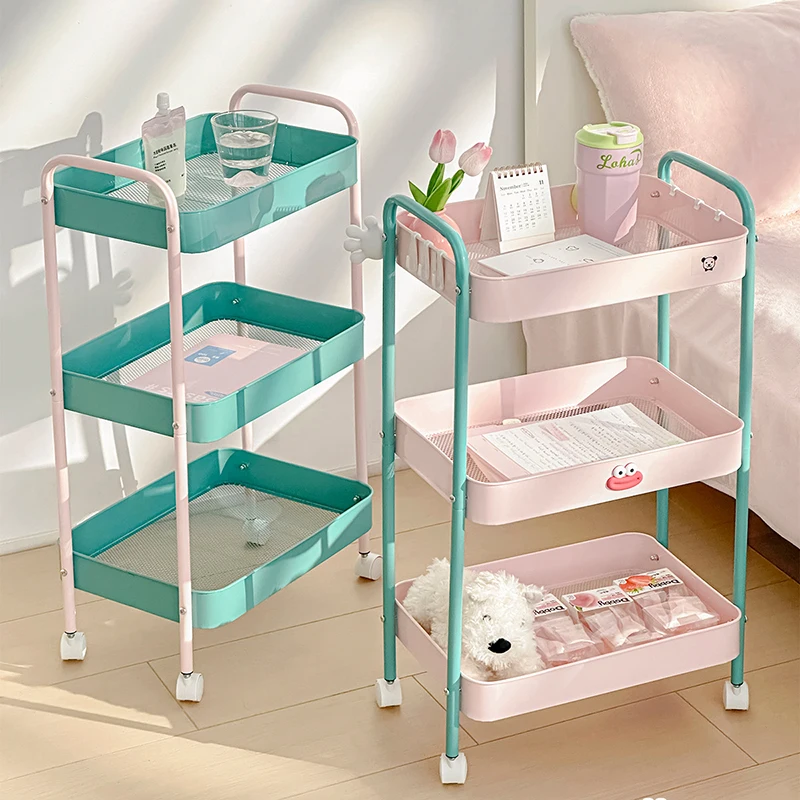 Trolley Storage Rack Floor To Ceiling Multi-layer Movable Bedroom Bathroom Storage Rack Dormitory Snack Rack Salon Furniture