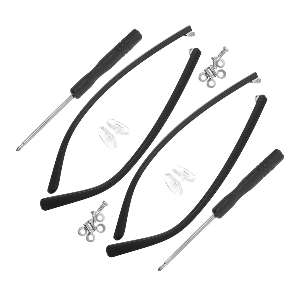 2 Pairs Eyeglass Legs Accessories Repair Kit Replacement Arms Metal Frame Parts Nose Pads Screw Kits Universal Fit Durable