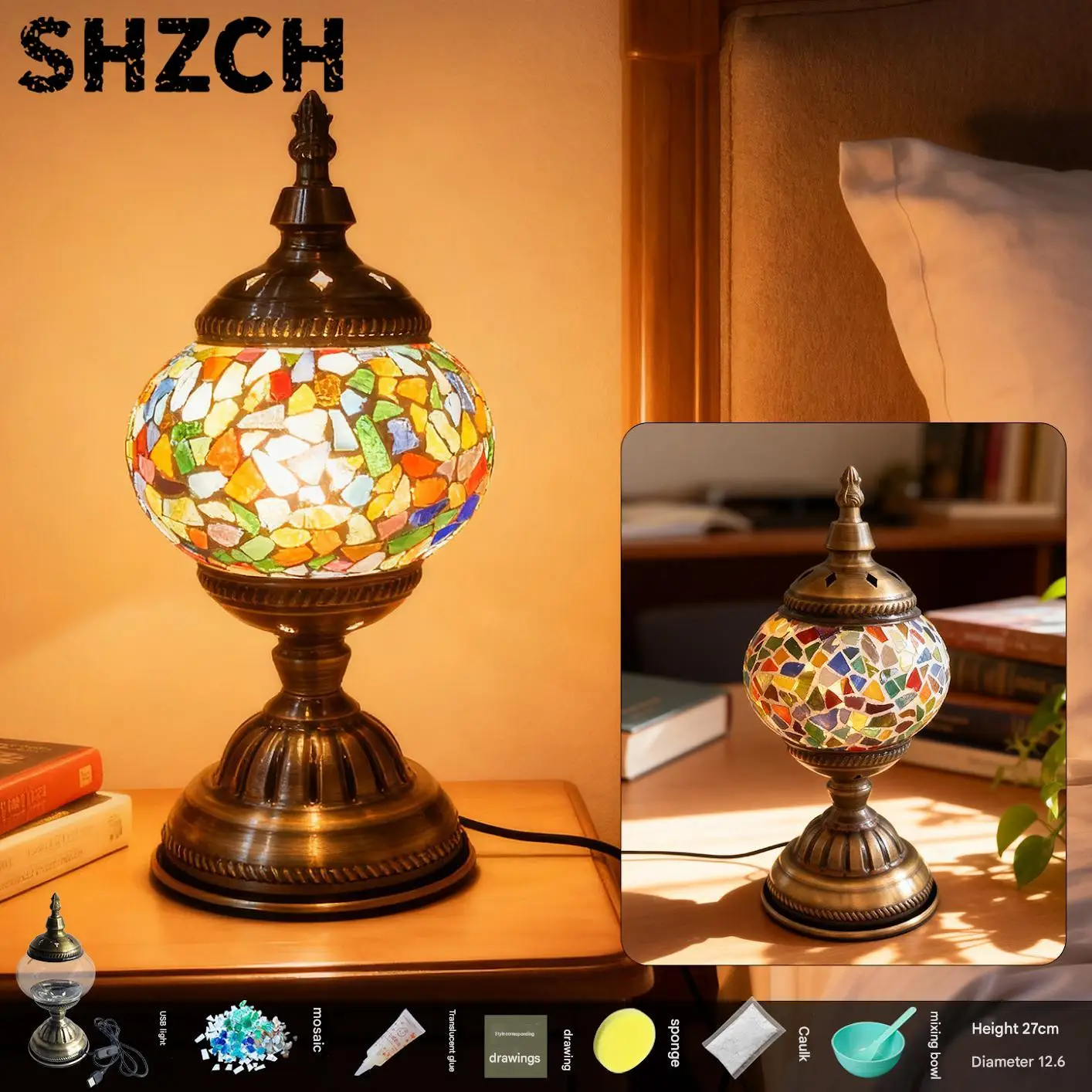 DIY Nachtlicht Mosaik-Materialpaket Mosaik Handgemachtes Patchwork Nachtlicht Eltern-Kind Handarbeitspaket