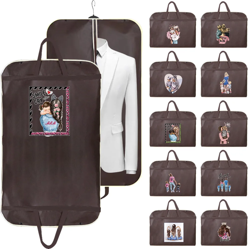

Clothing Dust Covers Wedding Dress Cover Dustproof Suit Coat Protector Hanging Garment Bags Clothes Organizer Mom Pattern Print