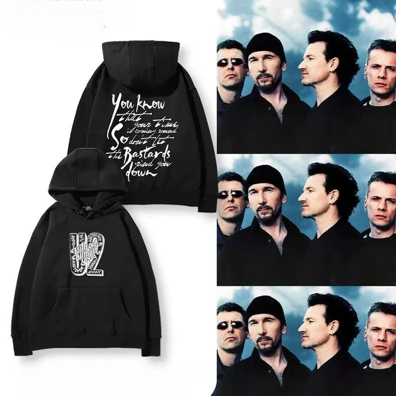 هوديي مقنعين للرجال والنساء الخريف/الشتاء كم طويل فضفاض ملابس علوية غير رسمية U2 بضائع فرقة الروك الأيرلندية #6