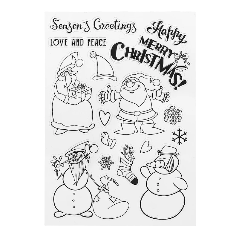 Christmas Stamps Santa-Claus Silicone Stampers Scrapbooking Stencils for DIY Album Scrapbooking Christmas Card Making