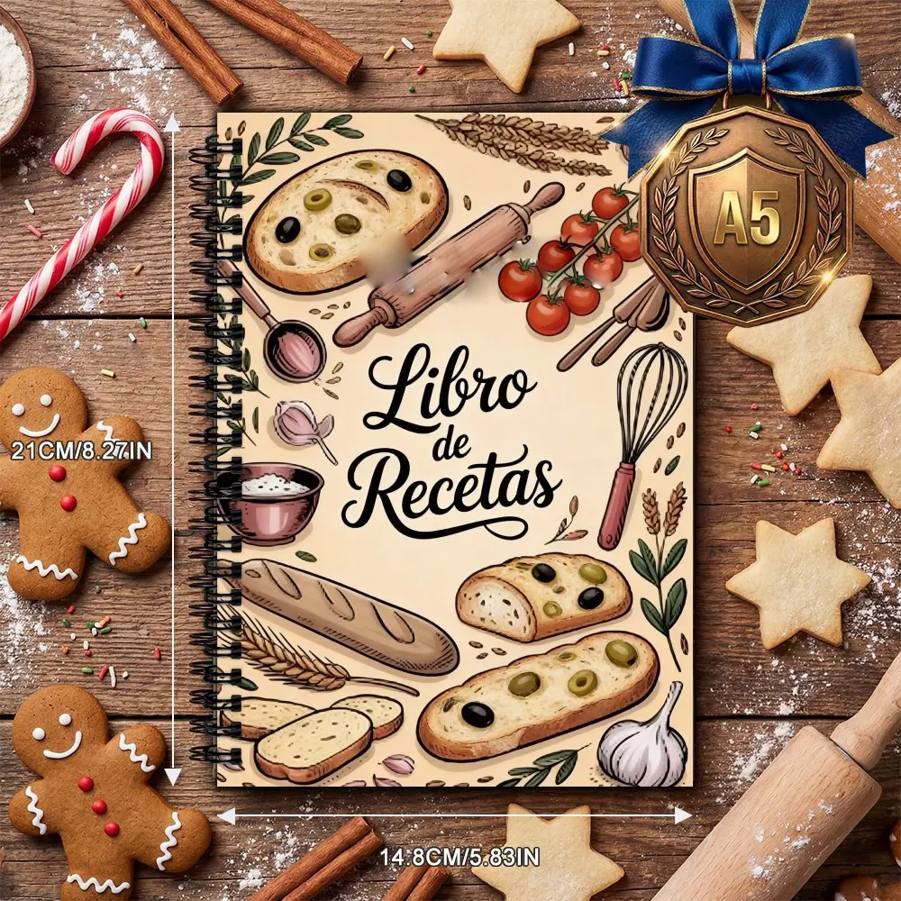 A5 Spanish Cookbook, Suitable for Baking and Meal Planning – Perfect for Family Chefs, Spanish Speakers, and Food Enthusiasts