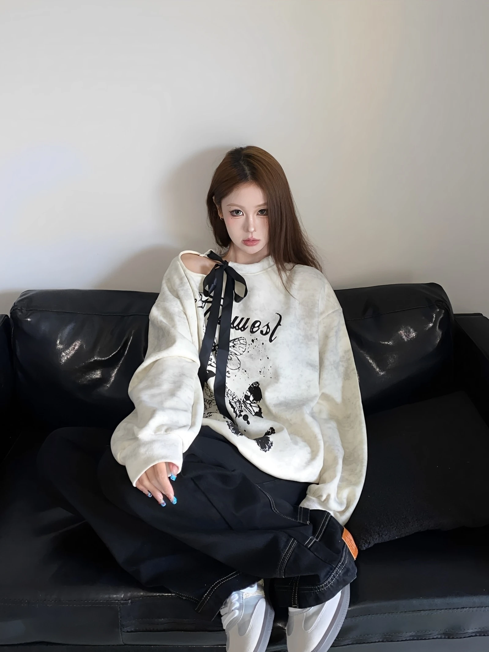 Womens Clothing Apricot Vintage Street Sweatshirt Hoodie Letter Printing Long Sleeves Casual Warm Oversize Baggy Ladies Tops