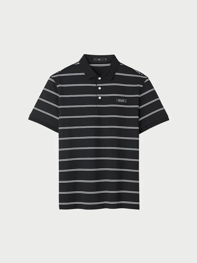 HLA Sea Home Success Short Sleeve  Shirt Men's Casual Style Stripe Pattern Cotton Polyester Blend Summer T-Shirt