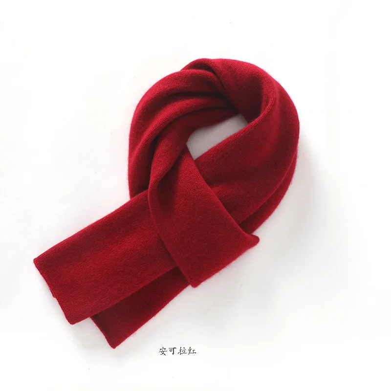 

100% Pure Cashmere Scarf for Women Winter Ankola Red Thickened 7-Pin Knitted Scarf Couples Family Warm Scarves
