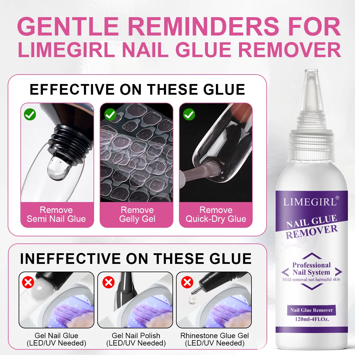 LIMEGIRL فرشاة تنظيف الأظافر الحل لتنظيف جل فرش الأظافر فرشاة الطلاء أدوات الرسم مع مجموعة مزيل غراء الأظافر 120 مللي