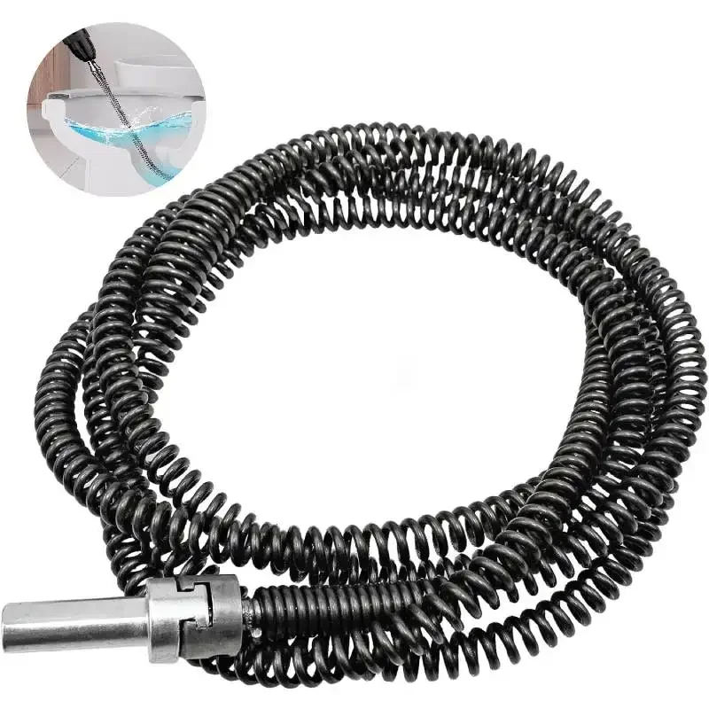 1M Drain Auger Cable Drain Snake Clog Remover with Drill Connector Flexible Drill Pipe Cleaner for Kitchen Bathroom Shower Sink