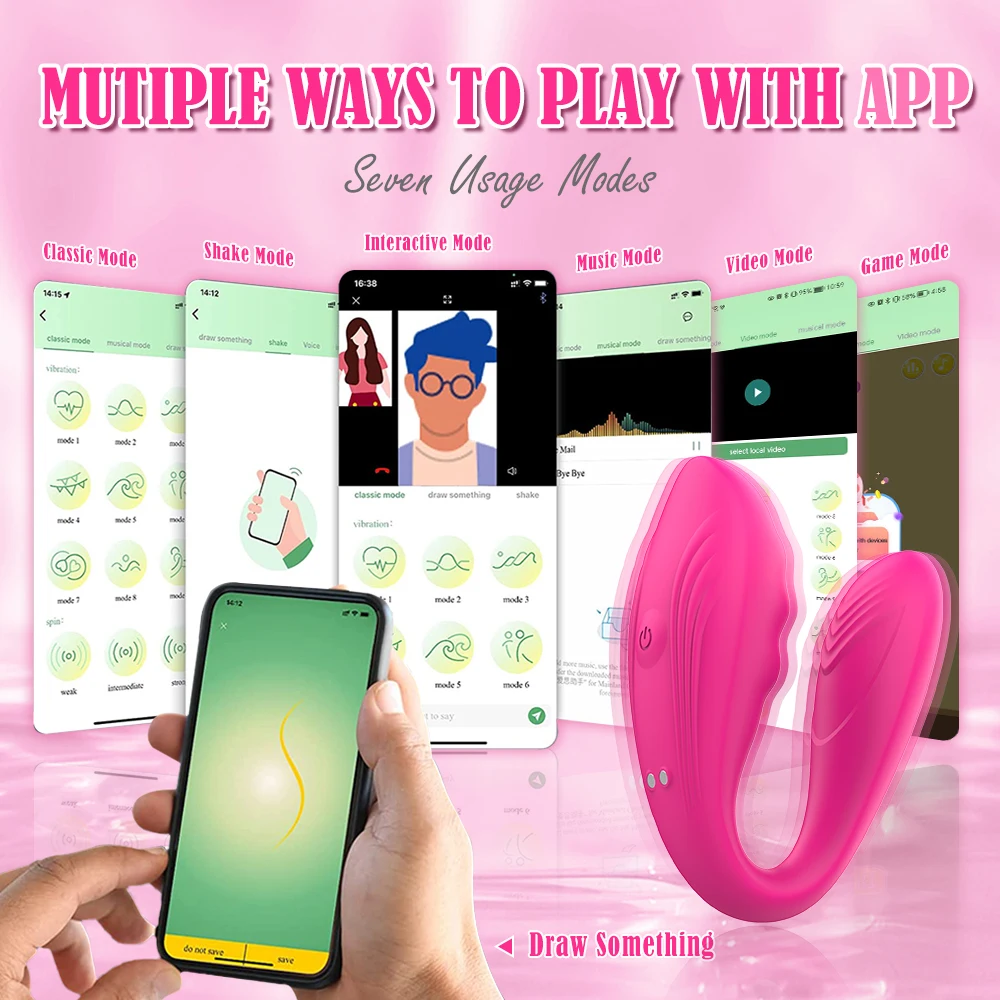 Wireless APP Remote Control Dildo Vibrator Vagina Anal Female Clitoris Stimulator Dual Motor U Shape Wearable Sex Toys for Adult