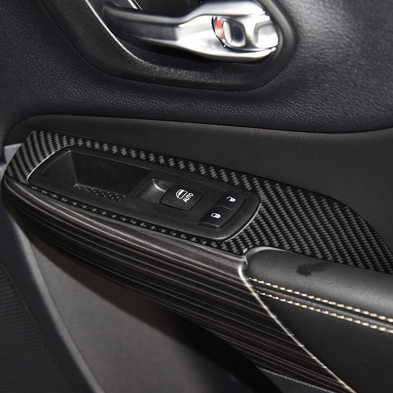 

For Jeep Cherokee 2014-2018 Carbon Fiber Window Lift Switch Panel Decorative Cover Car Interior Decoration Accessories Sticker