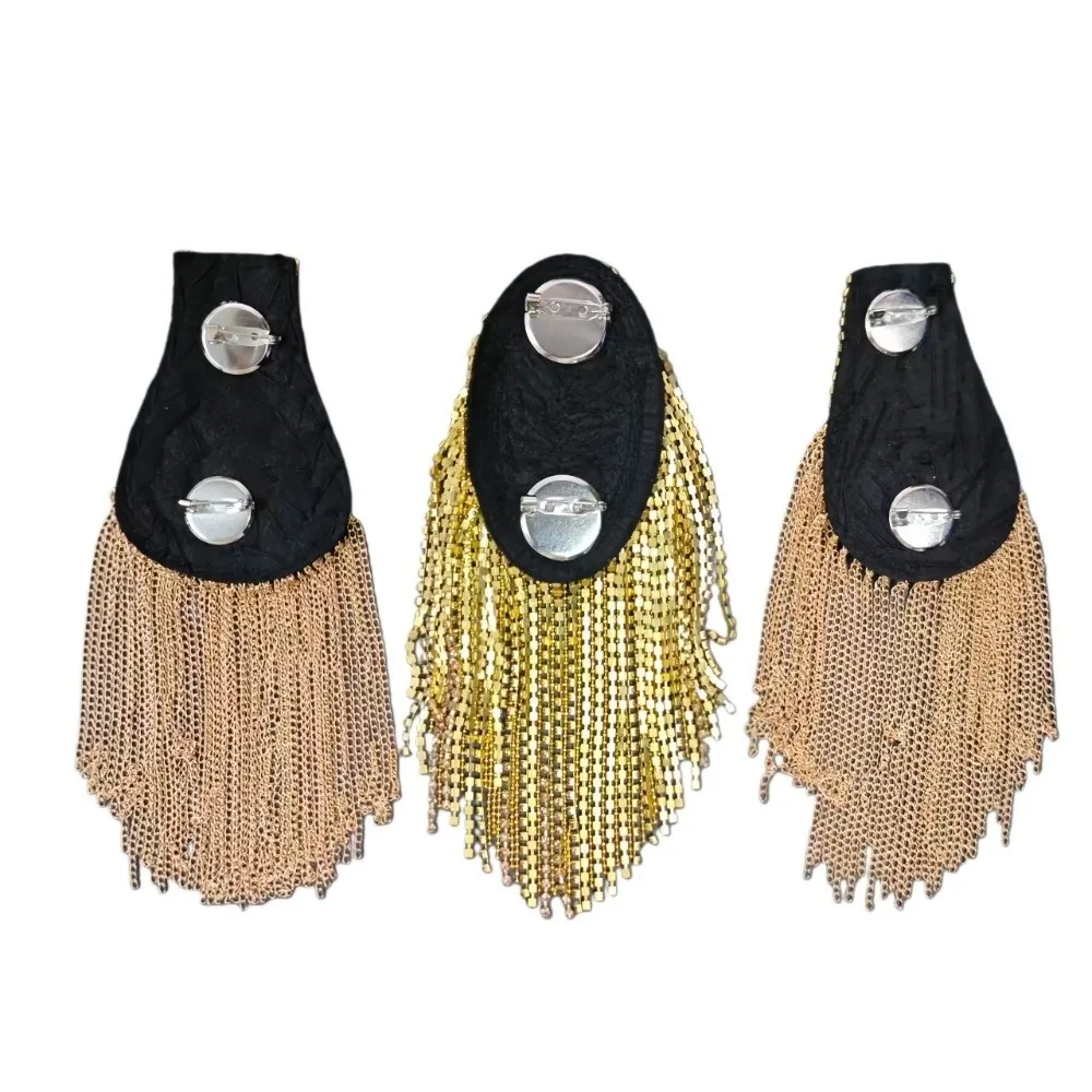 Rhinestone Decor Shoulder Tassel Epaulet Multi Tassel Rivet Design Detachable Shoulder Epaulettes Long Chain Handmade