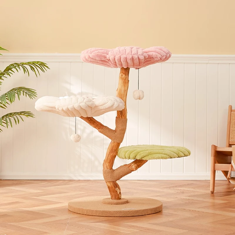 

Handmade solid wood cat climbing frame Multi-layer cat litter Integrated pet supplies Cat litter Dopamine climbing frame
