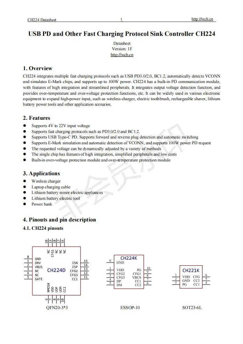 CH224K USB PD Protokoll Sink Chip IC 10 Teile/los – Detail 1
