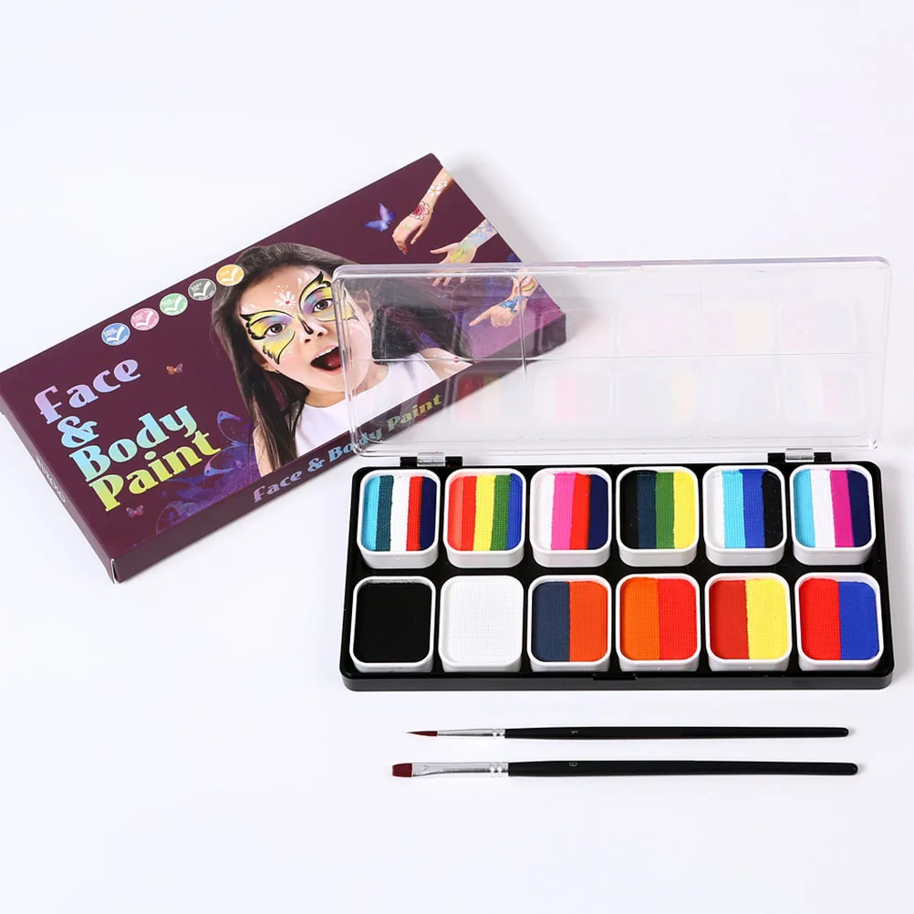 Kit de peinture pour le visage, 1 ensemble, peinture corporelle colorée pour adultes, Palette activée par l'eau, fête d'halloween, Festival de Cosplay, Art de maquillage