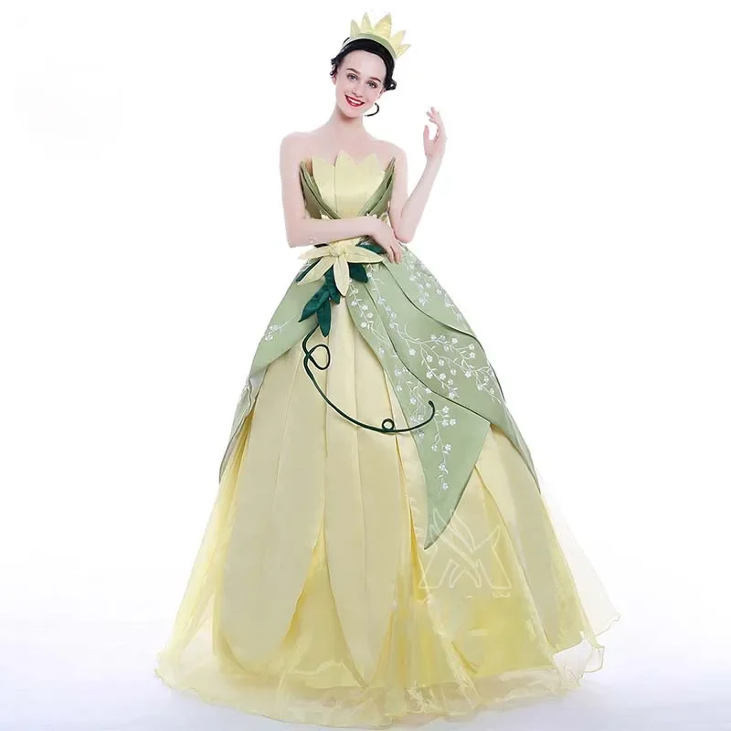

Custom Made Top Quality Tiana Princess Cosplay Costume For Halloween Party Dress