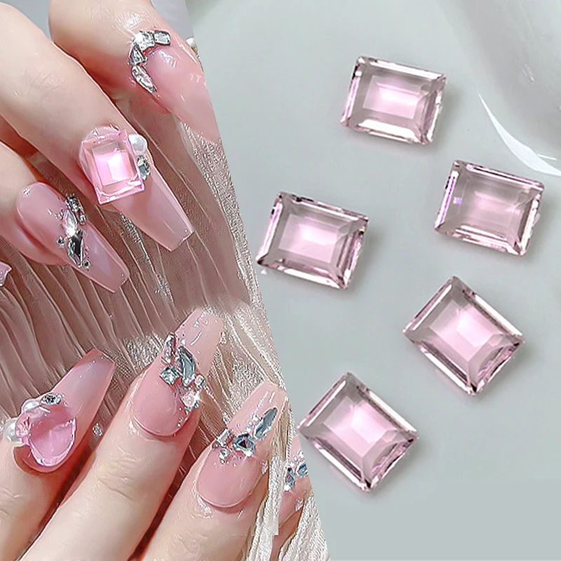 Strass transparents pour ongles, 10 pièces, breloques carrées, fournitures, accessoires, décorations nail art