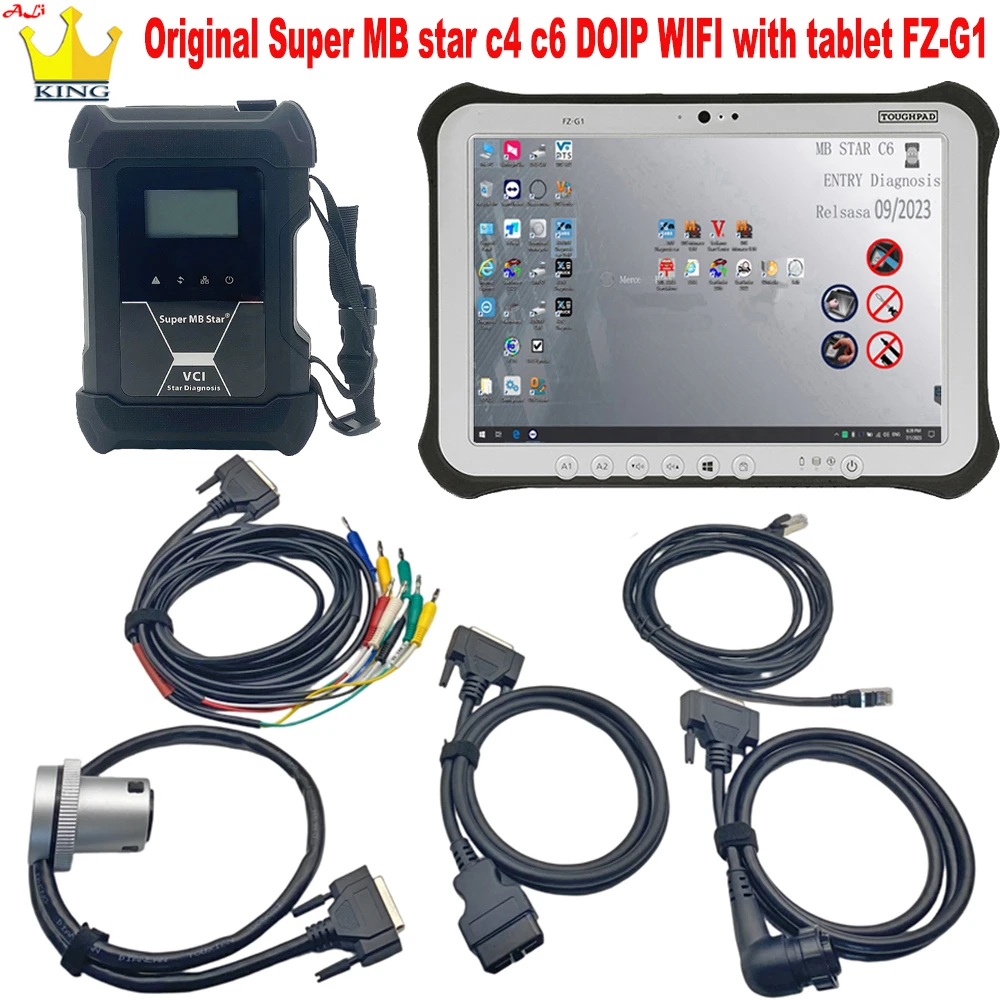 

Оригинальный мультиплексор Super mb star C4 C6 plus DOIP Wi-Fi, полночип, реле ADG426, сканер xentr odb2 с планшетом FZ-G1, готовый к использованию