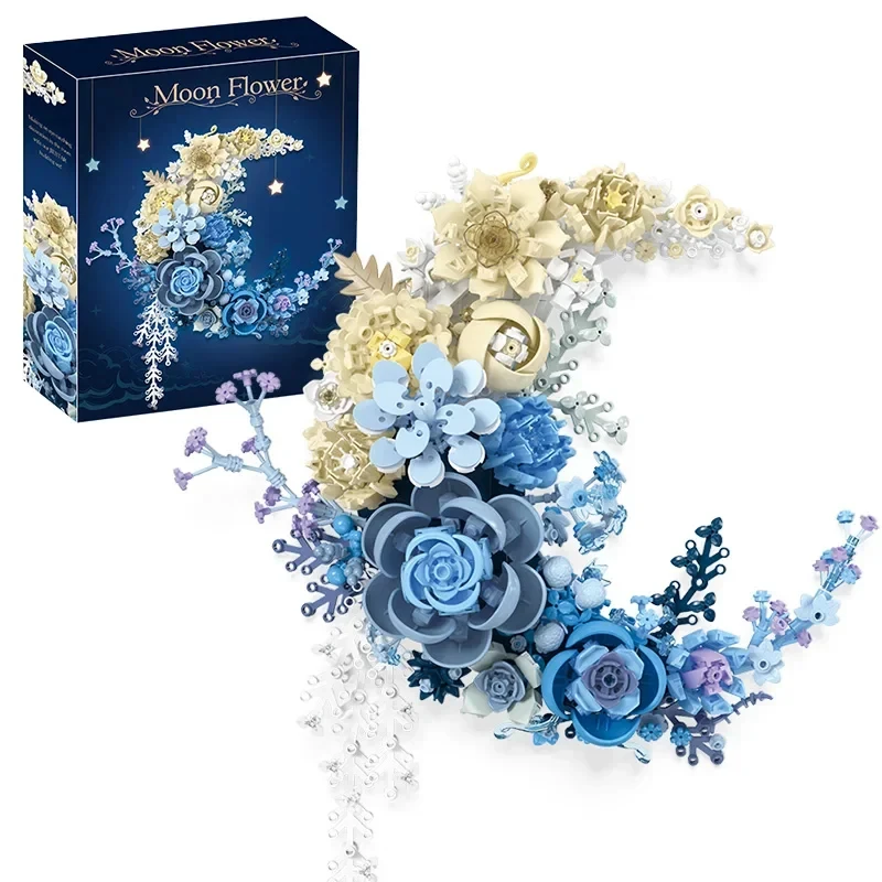 

building blocks Moon flowers Romance Dried flower home decoration collection Assembling children toy handmade valentine gift