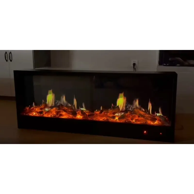3D Electric Fireplace With Simulated Crackling Sound New Designed LCD Fire Place Insert Installation Remote Control