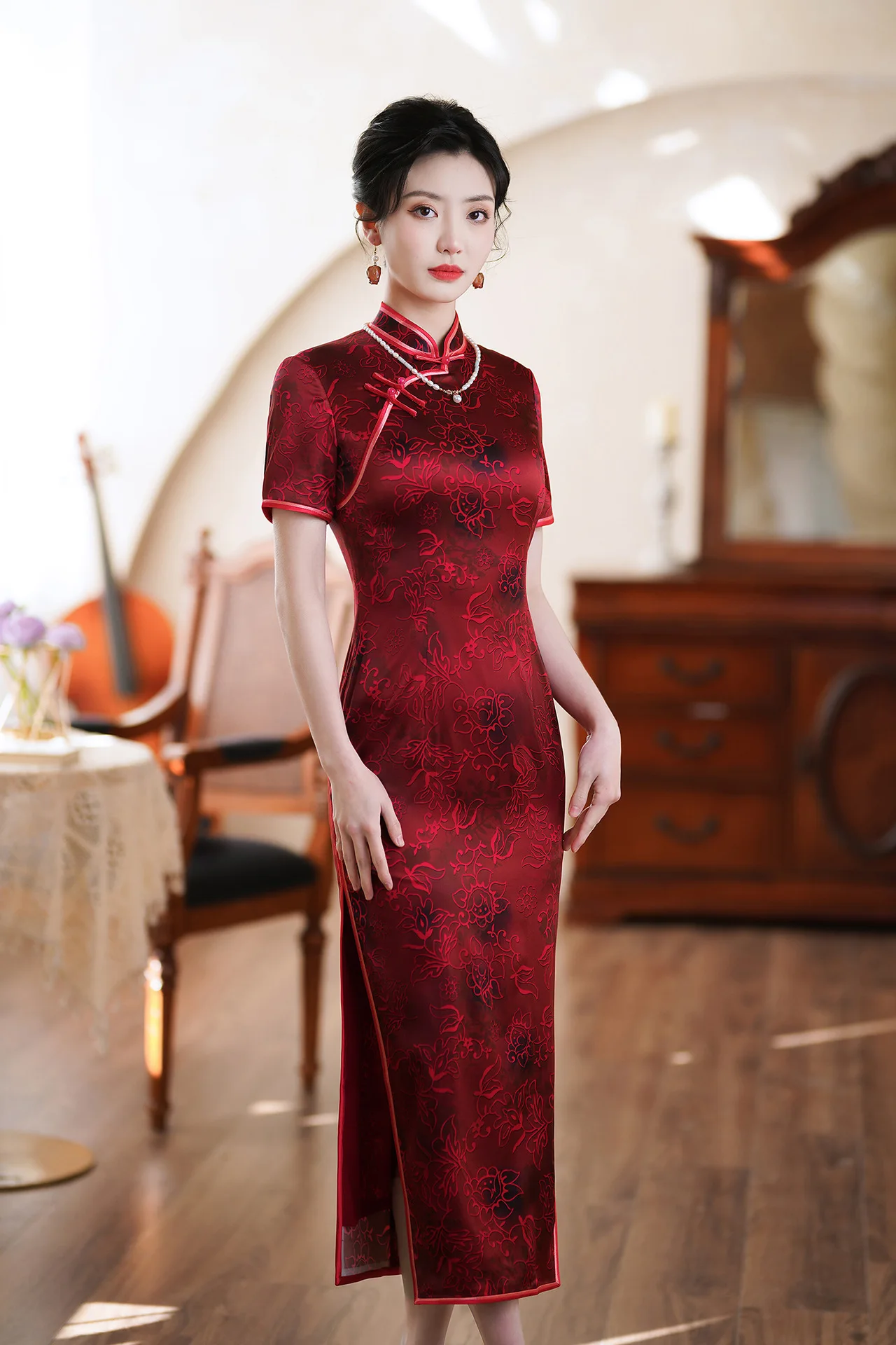 High Quality Real Silk Qipao Cheongsam Top Skirt High-End Lady Banquet Clothes Daily Hanfu  Waist