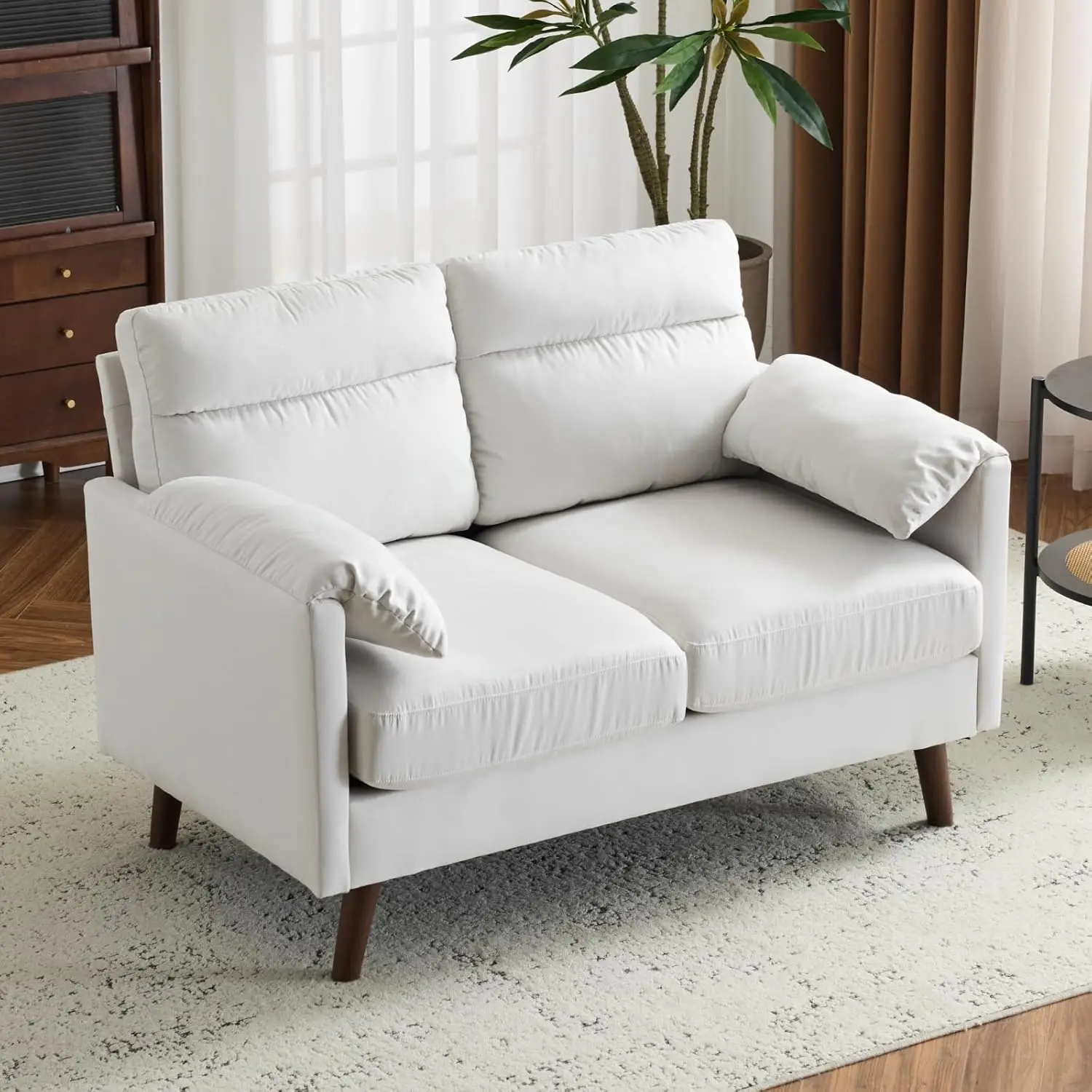 

Home Mini Loveseat Sofa Couch, 48.8" Small Loveseat with Suede Nap Upholstery for Living Room, Comfy Seating Love Seat