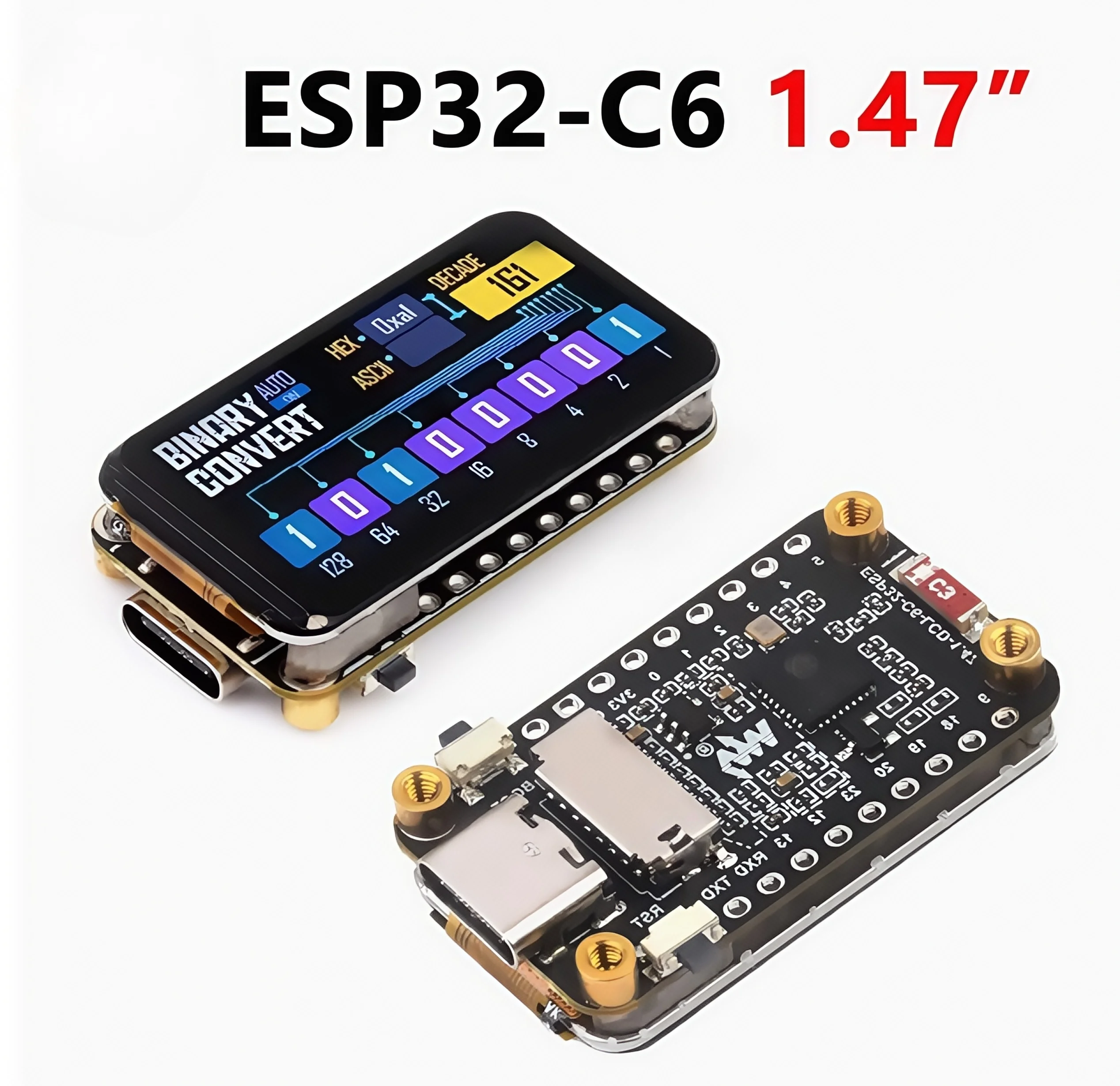 ESP32 C6 Papan Pengembangan Layar LCD 1.47 Inci 172X320 dengan Lampu RGB Slot SD Kompatibel dengan Arduino