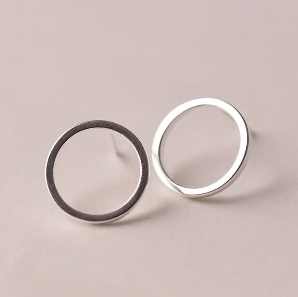 

925 Sterling Silver Earrings Simple Circles Stud Earrings For Women Sterling Silver Jewelry Pendientes Mujer