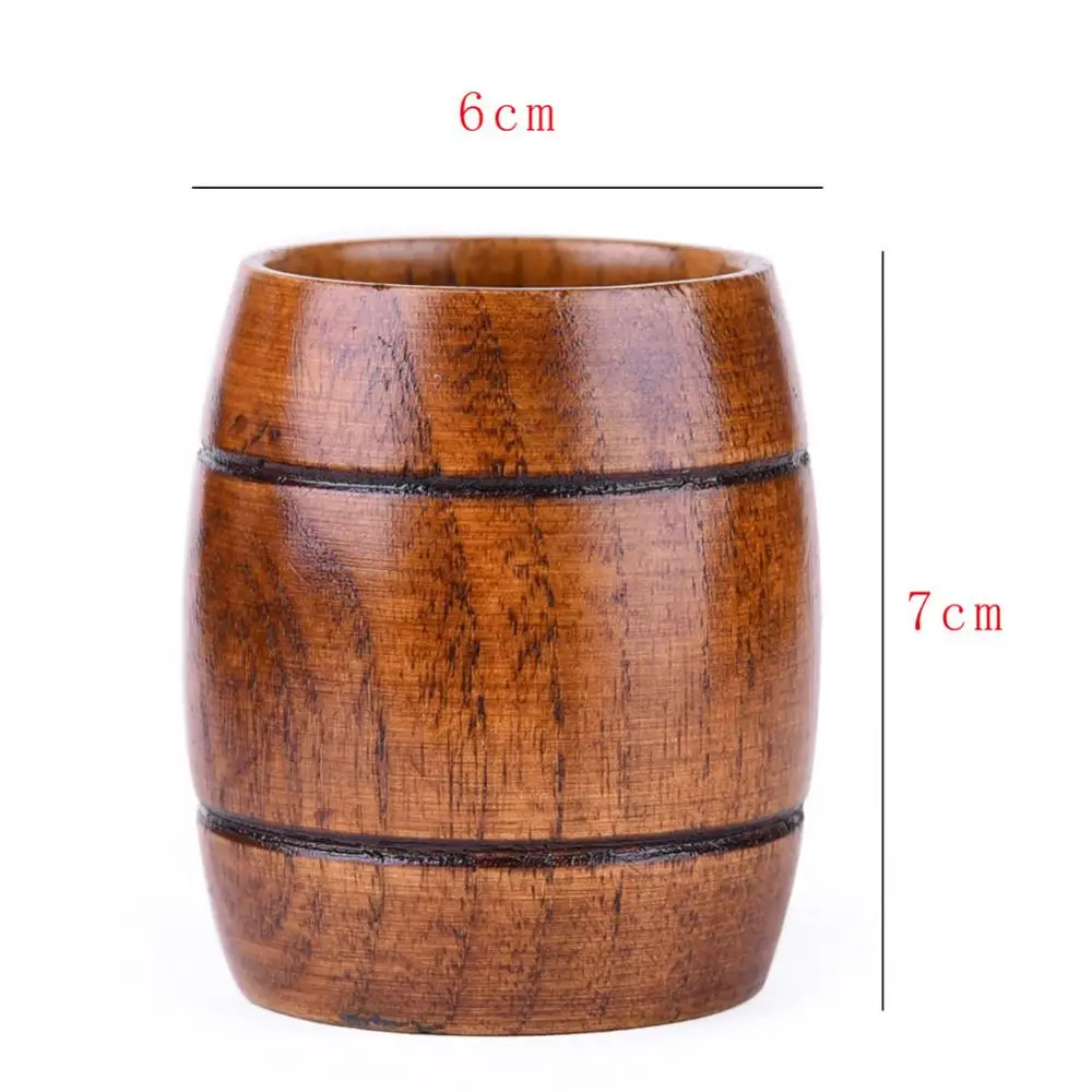 Barrel Shape Beer Tea Coffee Milk Water Cup Wooden Kitchen Bar Pub Drinkware