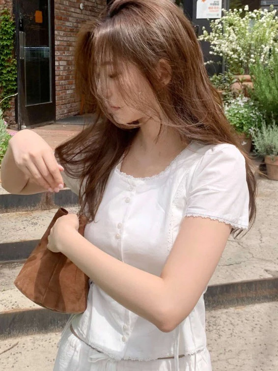 Pure Desire Sle Lace Trim Belted irt Summer New Arrival Women's Slim Fit round Ne ort Sve  Color Commute Sle