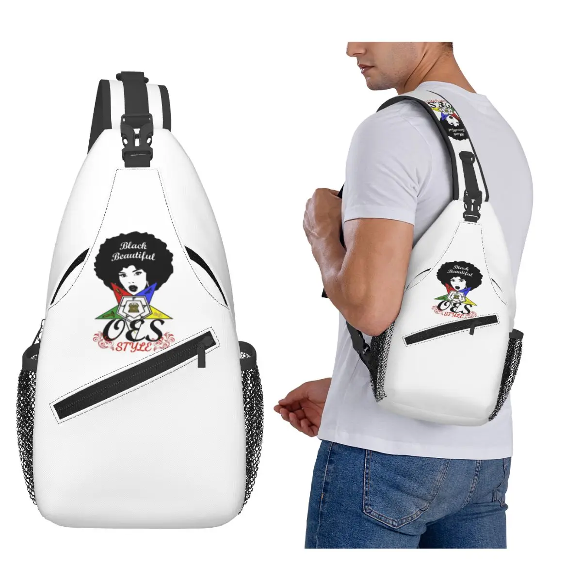 

OES Эмблема Орден Восточной звезды нагрудная сумка мужской слинг рюкзак через плечо нагрудная сумка дорожный походный рюкзак сумка на плечо