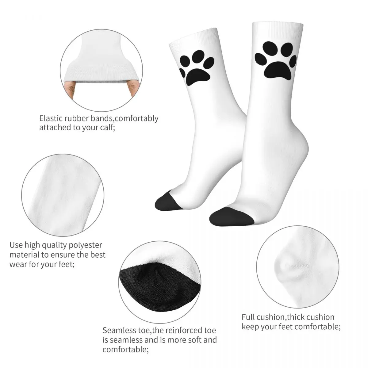 Dog Paw Socks Male Mens Women Autumn Stockings Polyester