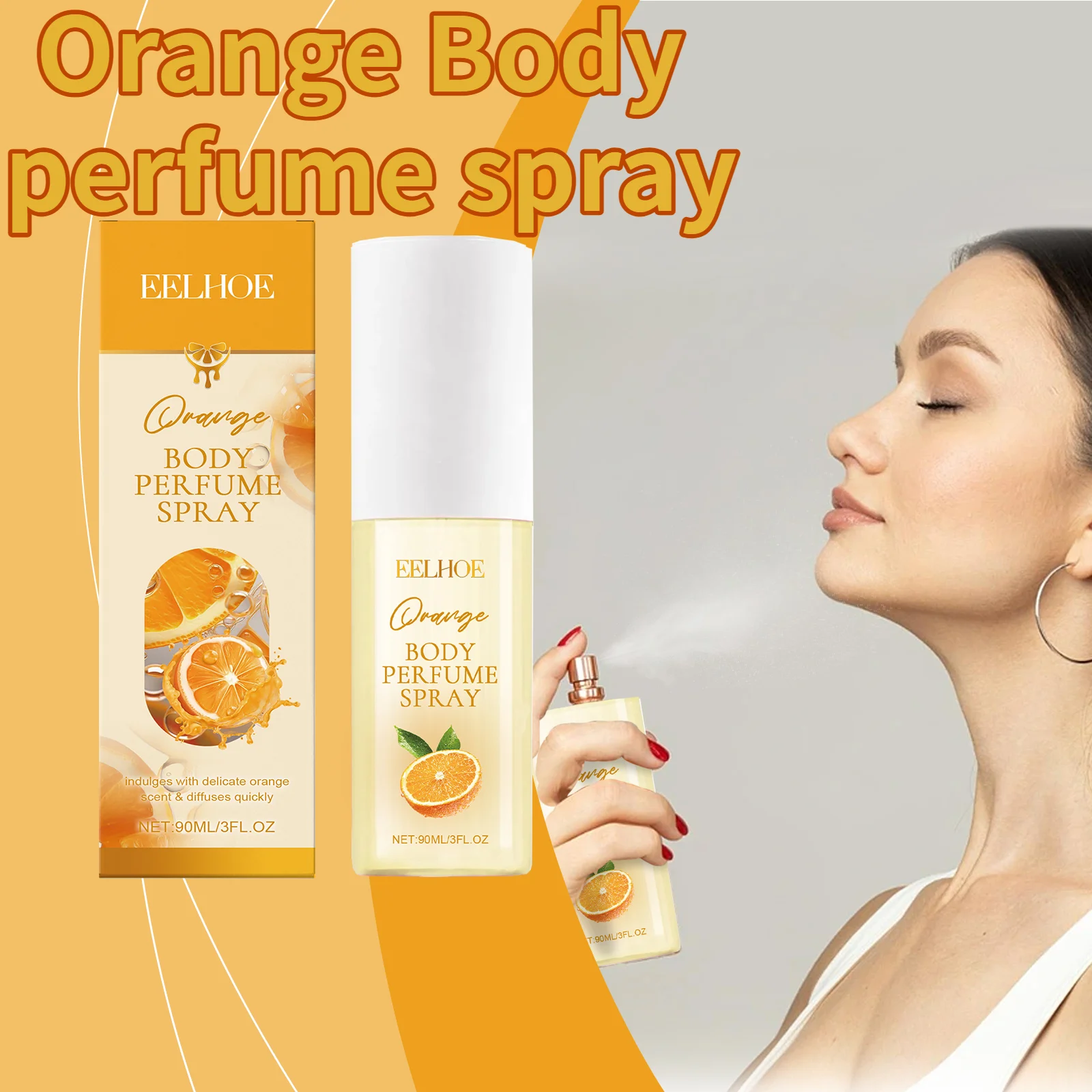 

EELHOE Orange Body Perfume Spray Elegant Fresh And Durable Natural Fragrance Portable Women Fruit Fragrance Charm Spray 90ml