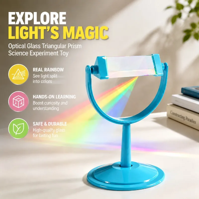 Plastic Triangular Prism Rainbow Physics Optics Tool Light Reflection Refraction Experiment Accessory DIY Science Handmade Kit