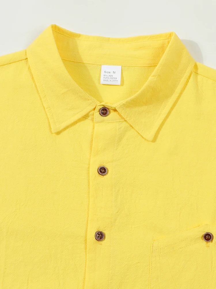 Beach Vacation Casual Mens Shirts Long Sleeve Solid Color Loose Breathable Linen Shirt For Men Spring Autumn Fashion Cardigans