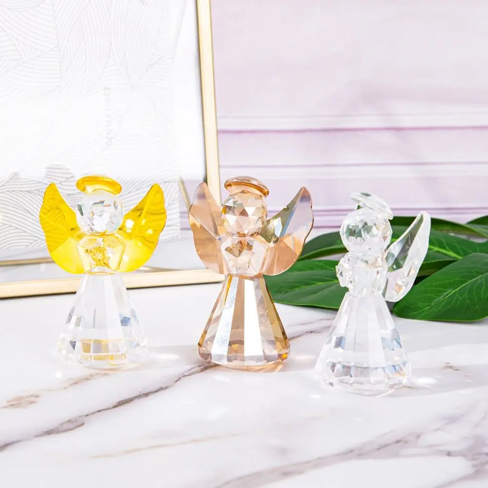 Hermosa artesanía, estatuilla de Ángel guardián, regalo, adorno de mesa coleccionable, estatua de Ángel de cristal elegante y creativa para sala de estar