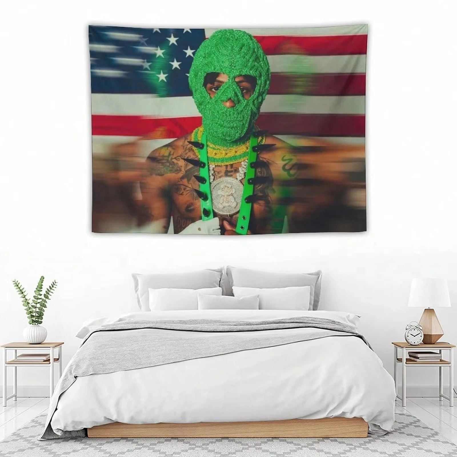 Young Boys Never Broke Again Printed Tapestry | Rapper Themed Wall Hanging, Home & Bathroom Decor