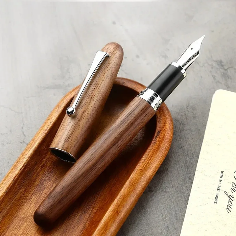 New Pattern Jinhao Wooden Fountain Pen Fine 0.5mm Hand Polished Nib Calligraphy Pen Wood Office Supplies Stationery for Writing