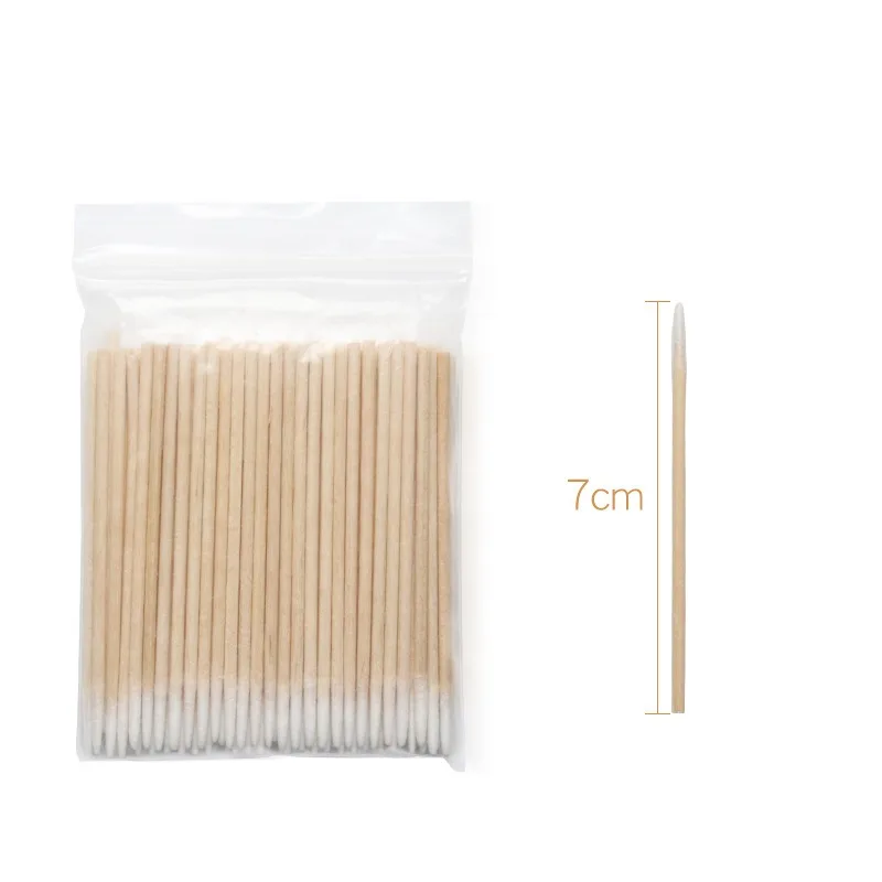 100/300pcs Disposable Wooden Micro Bud Swabs Lint Free Eyelash Extension Glue Removing Tools Makeup Mini Brush