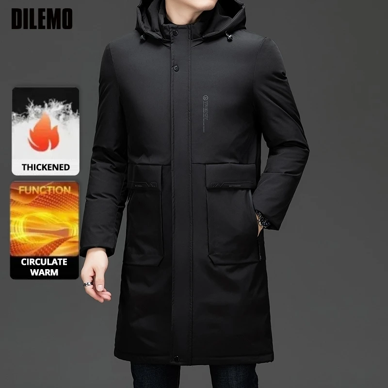 

High End Long Thicken Winter New Brand Casual Fashion Hooded Parka Jacket Heavy Windbreaker Outdoor Windproof Coats Outerwear