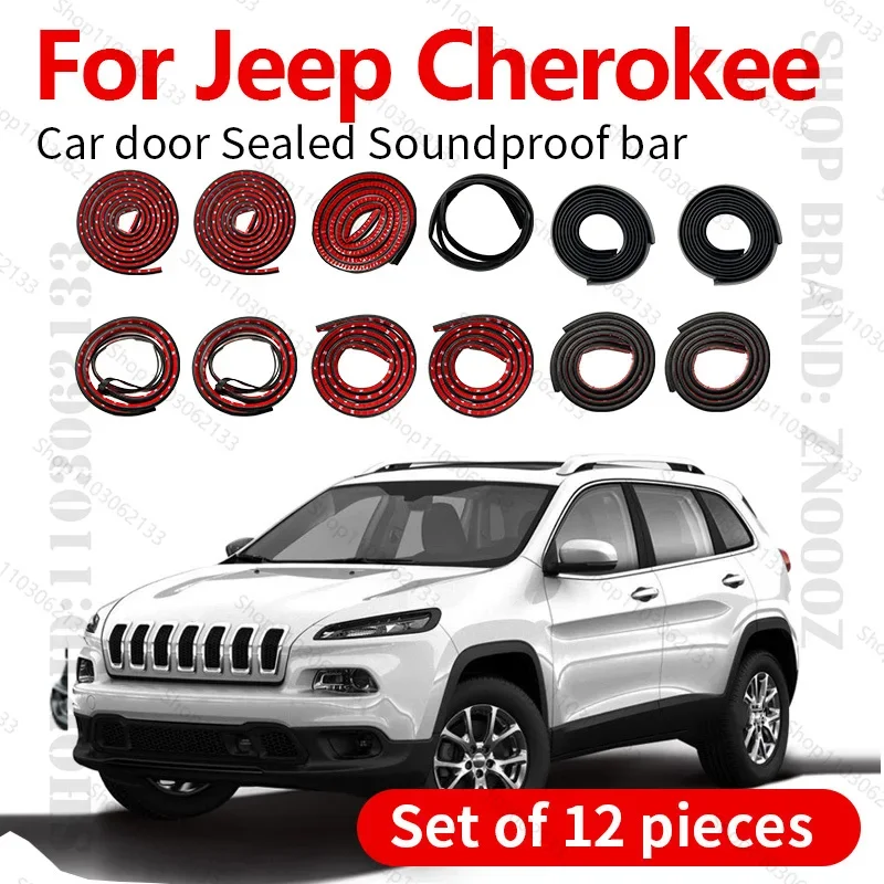 

For Jeep Cherokee KL Car Door Seal Strip Rubber Double Layer Sealing Protector Soundproof Strip Dustproof Seal Strip 12PCS Set