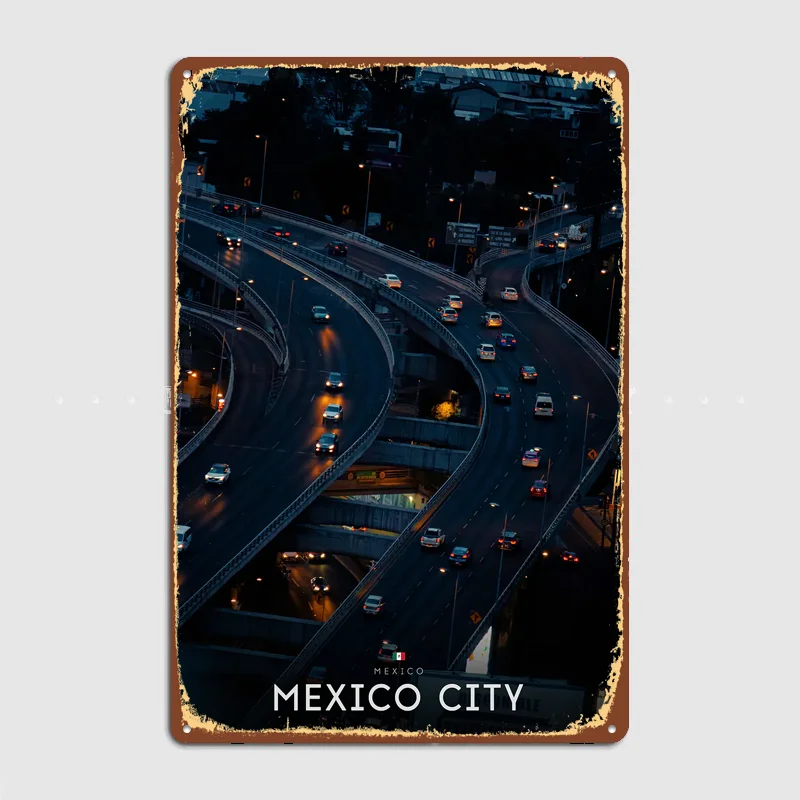 Mexico City Highway Metal Custom Sign Living Room Wall Indoor Decor Room Decoration Bedroom Posters Home Decor