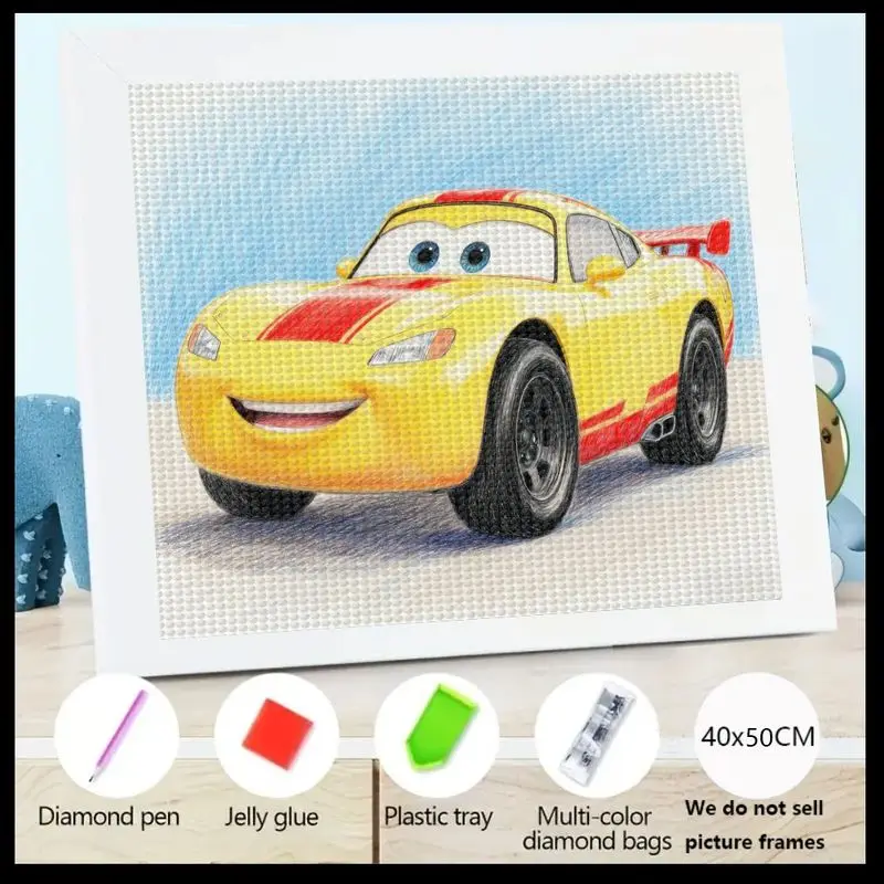 

1 шт. DIY 5D комплект алмазной живописи, милый мультяшный желтый гоночный автомобиль, полная дрель, хрустальный горный хрусталь, алмазный художественный набор для детей и взрослых Be