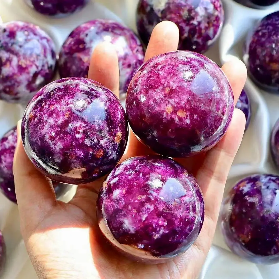 

Natural Purple Mica Tourmaline Crystal Sphere Healing Stone Meditation Home Ornaments