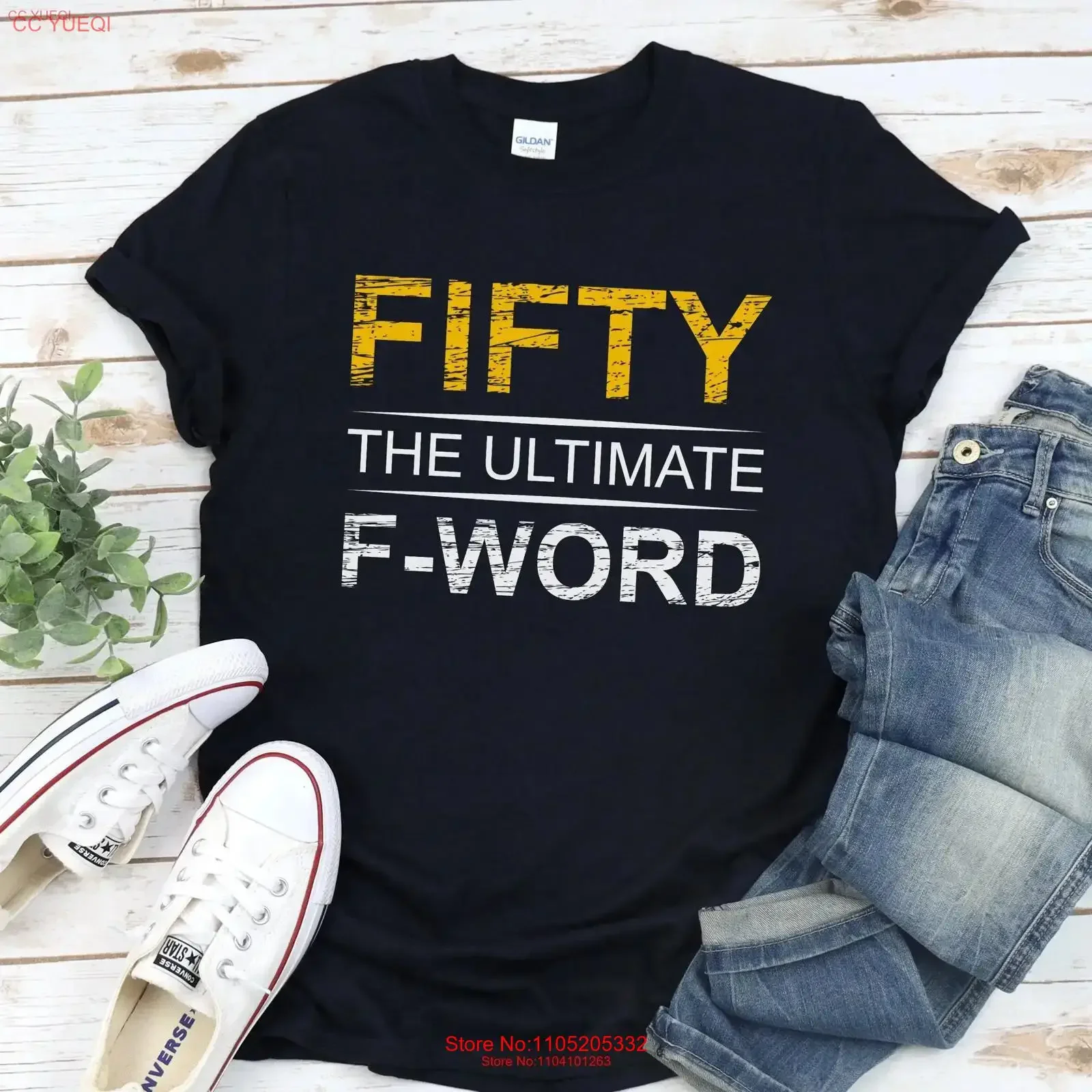 مضحك 50th عيد ميلاد للنساء والرجال خمسون في نهاية المطاف F كلمة تي شيرت فكرة عيد ميلاد أمي أبي زوج زوجة 50 سنة خمر #1