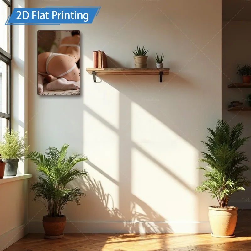 1 قطعة علامة معدنية، 4 × 16 بوصة "فن جدار الطباعة المسطحة الحديثة البسيطة ثنائية الأبعاد لديكور غرفة المعيشة"
