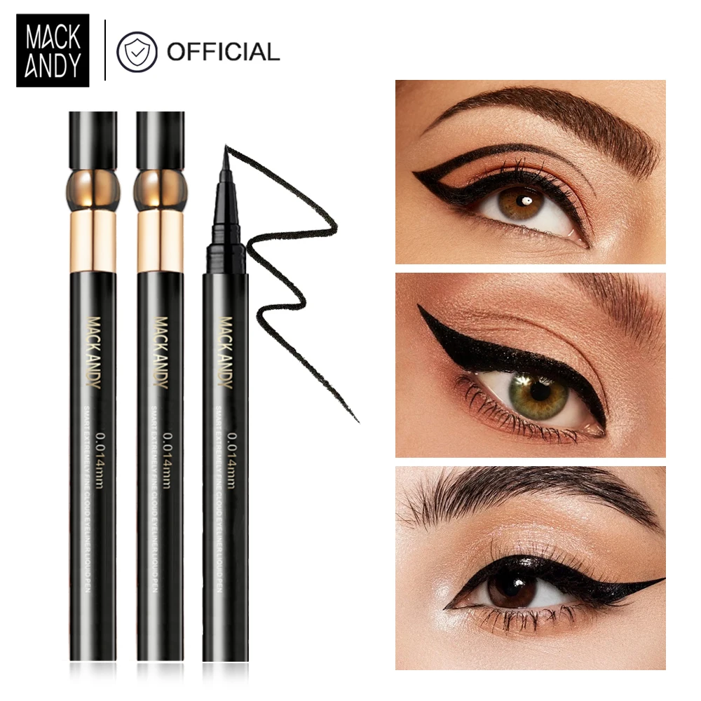 MACKANDY High Impact Easy Liquid Eyeliner Waterproof Long Lasting Smudge Resistant Eyeliner for Sensitive Eyes Vegan Formula