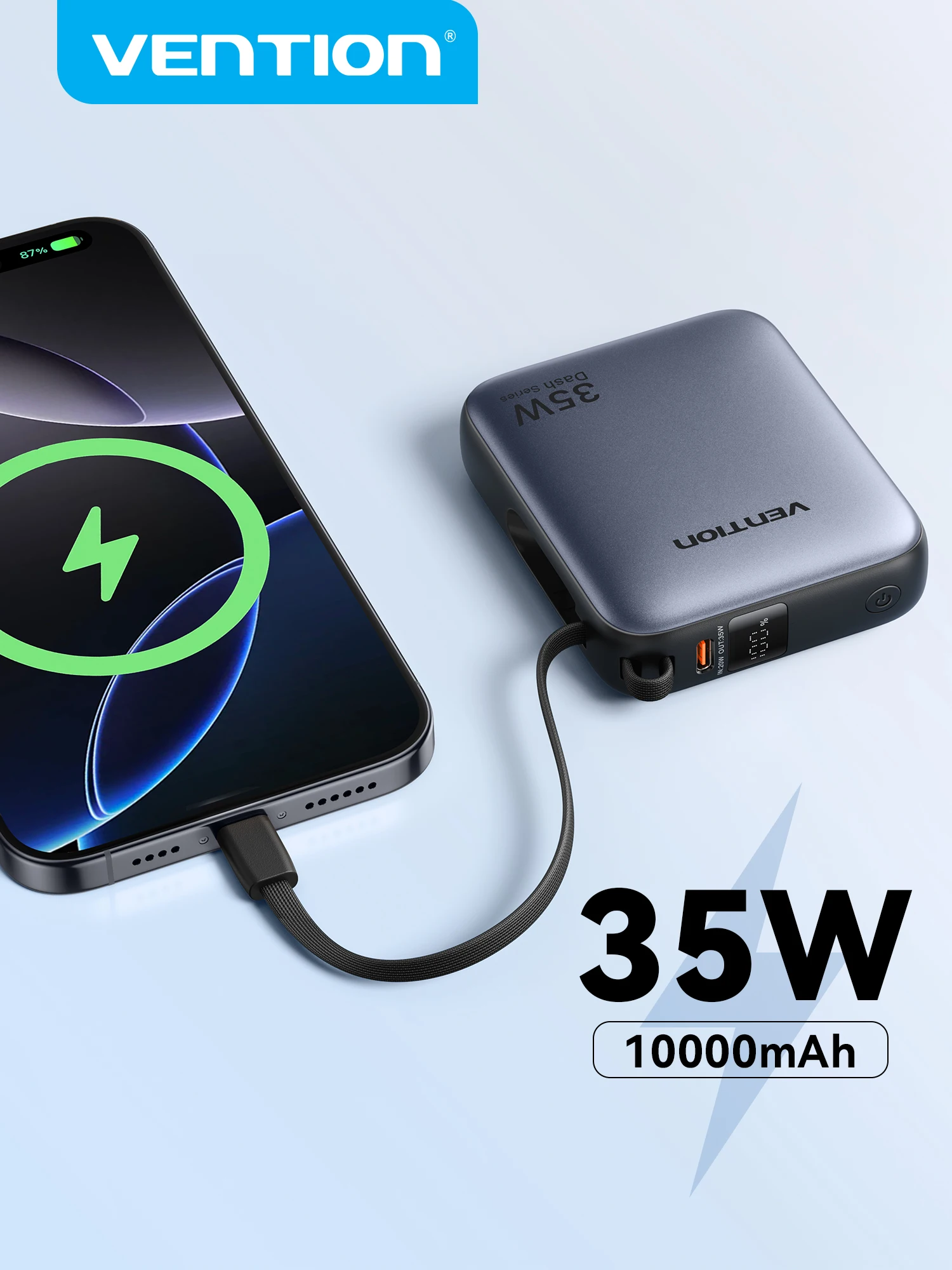Vention 35W Mini Power Bank PD Szybkie Ładowanie 10000mAh Przenośny PowerBank do iPhone 17 16 Pro Samsung S25 Zewnętrzna Ładowarka Baterii — zdjęcie 2