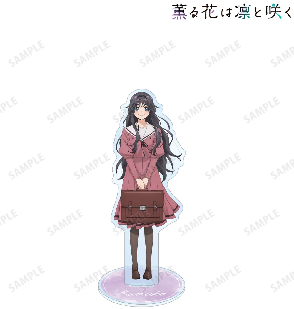 زهرة عطرة تتفتح مع حامل أكريليك كبير كرامية لشخصية الرسوم المتحركة للمدرسة، هدية قابلة للجمع لعرض المكتب الشهير