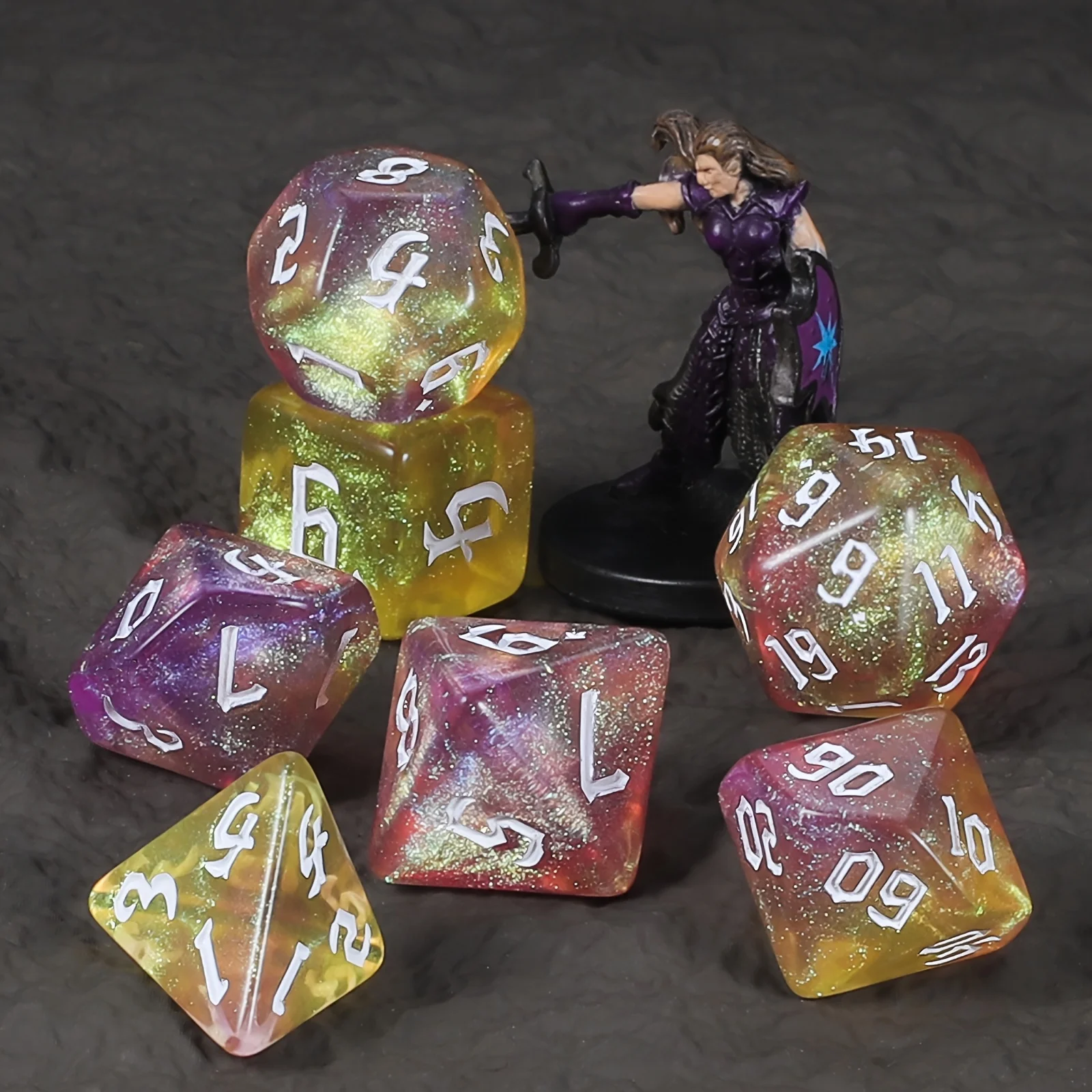 DND Dice Set -7pcs Glitter Polyhedral Dice for D&D RPG MTG Role Playing Table Party Games & DM & Dice Goblin