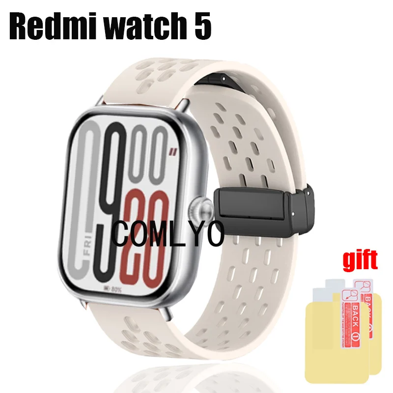 Bracelet de montre intelligente pour Redmi Watch 5, bracelet de sport en silicone, boucle pliante, film protecteur d'écran de bande pour hommes et femmes